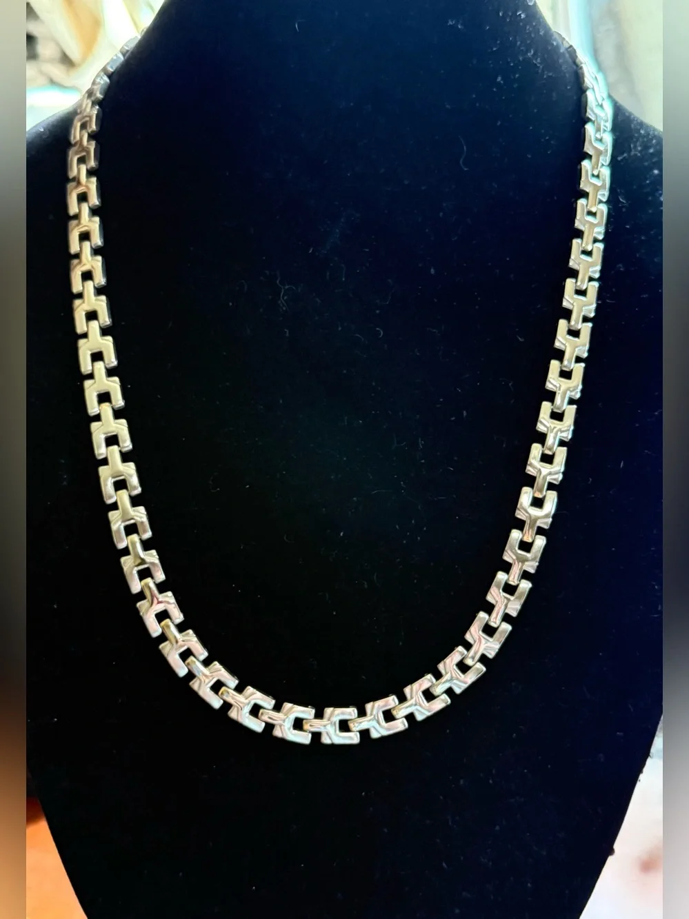 Classic Stainless Steel Interlocking Geometric Link Design 24” Chain